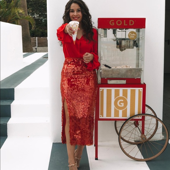 Zara Dresses & Skirts - BLOGGER FAV ZARA LIMITED EDITION RED SEQUIN SKIRT